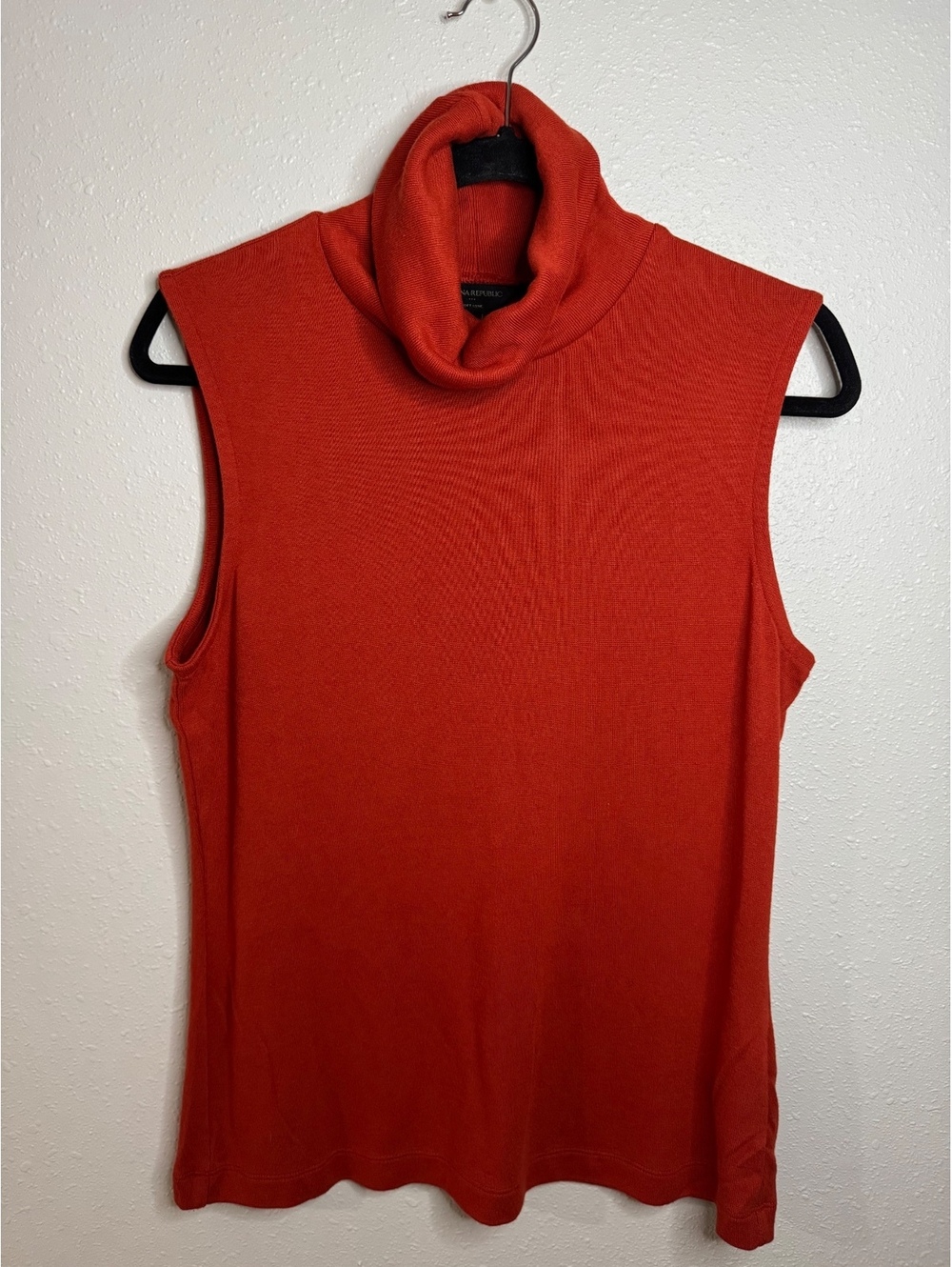 Banana Republic Soft Luxe Large Burnt Orange Sleeveless Turtleneck Sweater Top